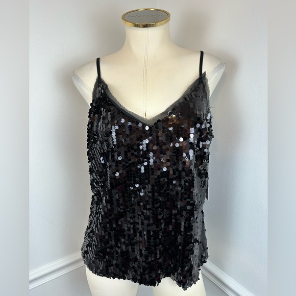 JUSTFAB Black Sequin Cami Tank NWT | Size Medium - Picture 7 of 16
